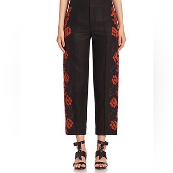 Chloé High-waisted Linen Floral -embroidered Trousers - 6 - NWTags - Picture 4 of 11